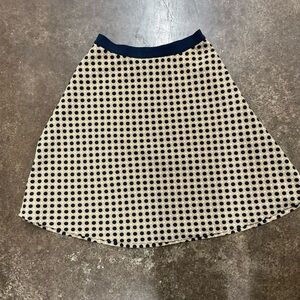 Ann Taylor Navy and Tan Polka Dot A-Line Skirt Size 0